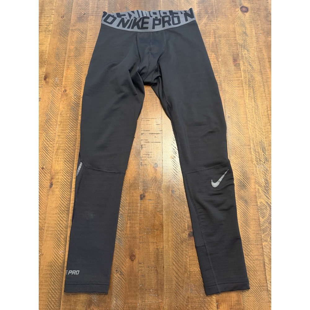 Nike Pro Combat Dri-FIT Mens Black Compression Tights 3/4 Athletic Pants Large